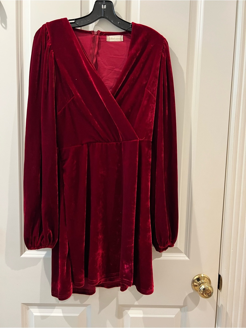Altar'd State Burgundy Velvet Dress with Long Sleeves
